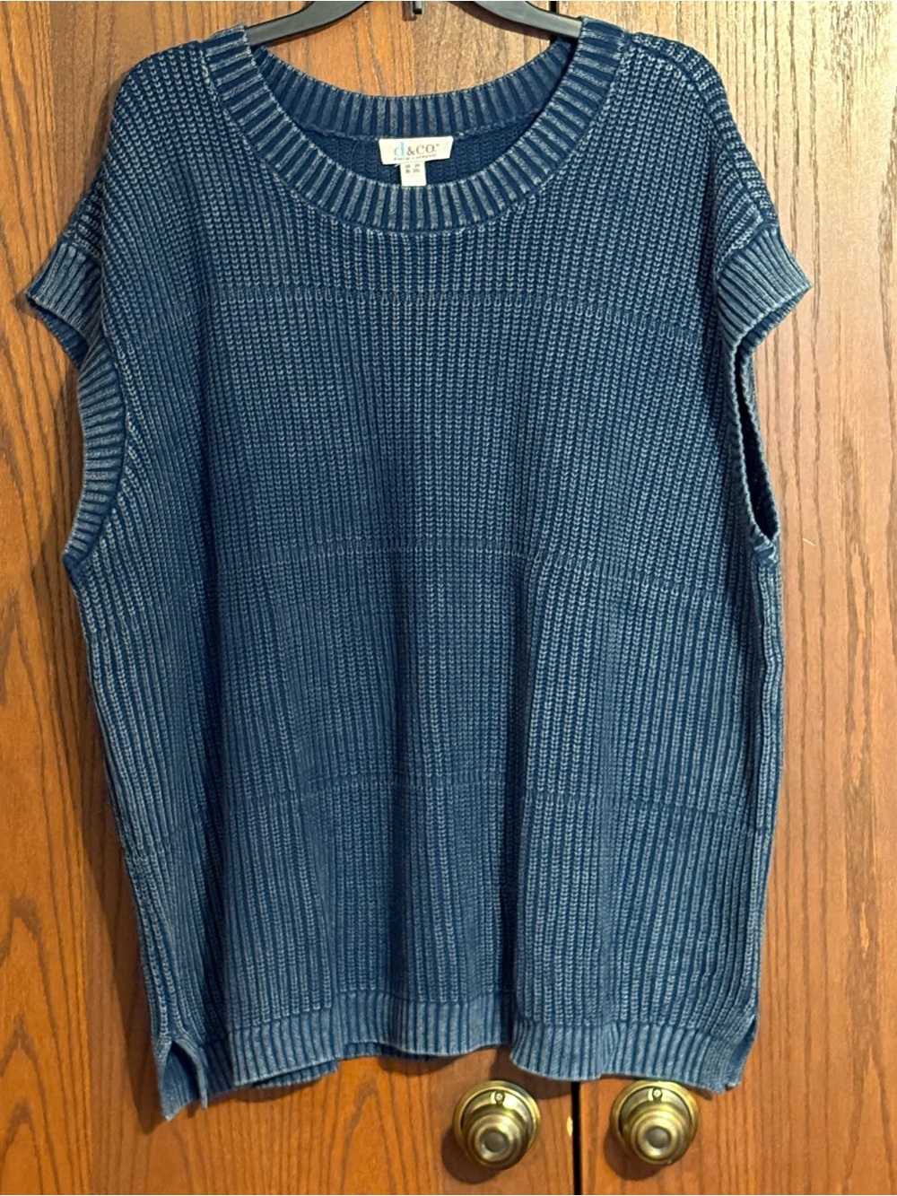 d & co Sleeveless Ribbed Knit Top - Denim Blue 3X